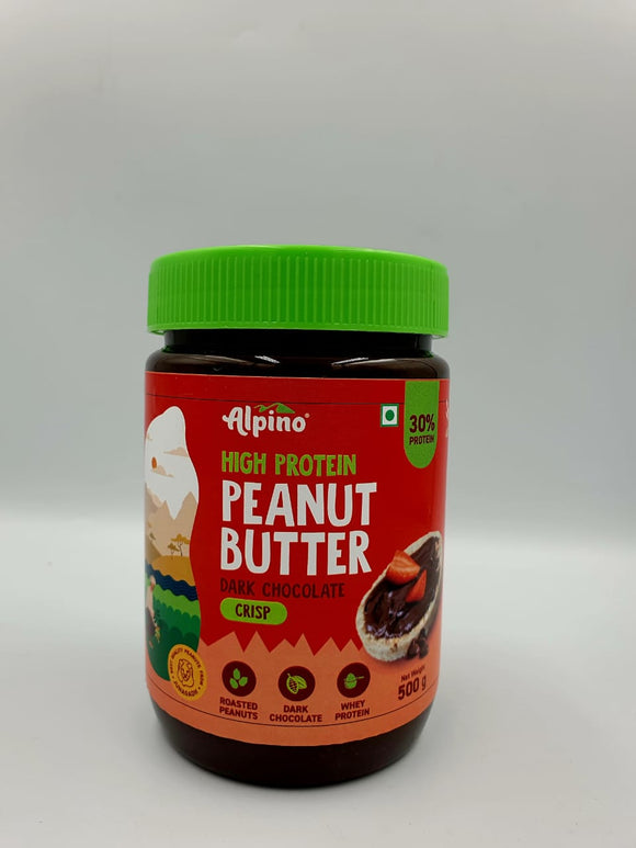 Pindakaas High Protein Alpino Dark Chocolate Peanut Butter Crisp 500gr 30% PROTEIN